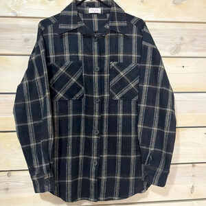 Pink Lily Plaid Navy Blue Oversized Shacket